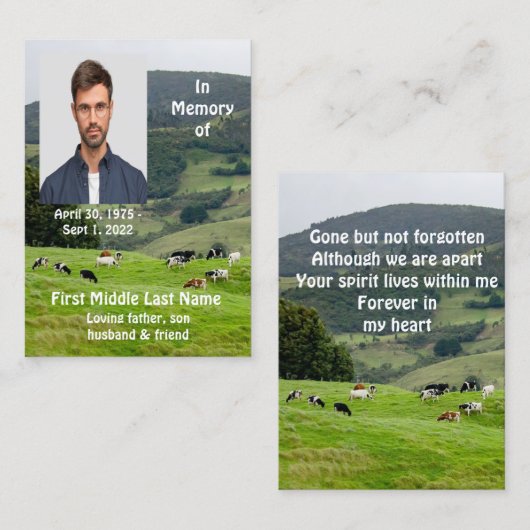 Memorial Keepslag Cattle Boerderij Landschap Visitekaartje (Voorkant / Achterkant)