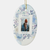 Memorial Keepslag Hummingbird Blue Rozen Keramisch Ornament (Rechts)