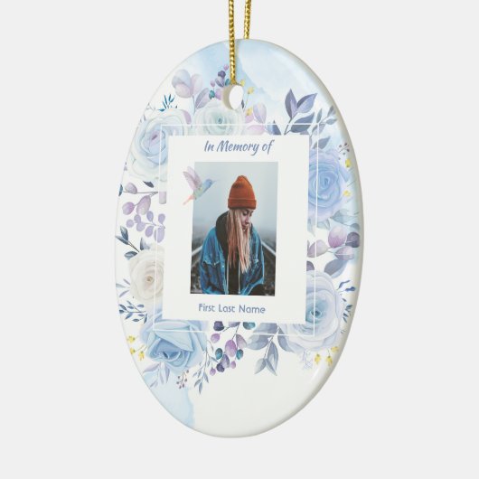 Memorial Keepslag Hummingbird Blue Rozen Keramisch Ornament (Links)