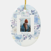 Memorial Keepslag Hummingbird Blue Rozen Keramisch Ornament (Voorkant)