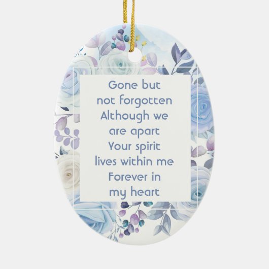 Memorial Keepslag Hummingbird Blue Rozen Keramisch Ornament (Achterkant)