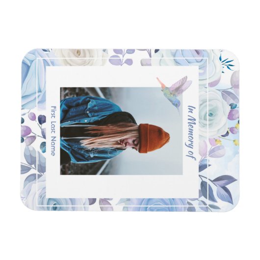 Memorial Keepslag Hummingbird Blue Rozen Magneet (Horizontaal)