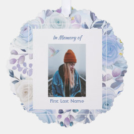 Memorial Keepslag Hummingbird Blue Rozen Ornament Kaart