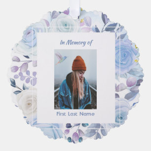 Memorial Keepslag Hummingbird Blue Rozen Ornament Kaart