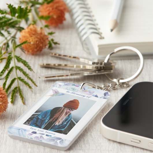 Memorial Keepslag Hummingbird Blue Rozen Sleutelhanger (Voorkant Rechts)