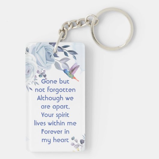 Memorial Keepslag Hummingbird Blue Rozen Sleutelhanger (achterkant)