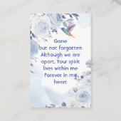 Memorial Keepslag Hummingbird Blue Rozen Visitekaartje (Achterkant)