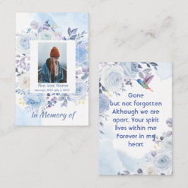 Memorial Keepslag Hummingbird Blue Rozen Visitekaartje