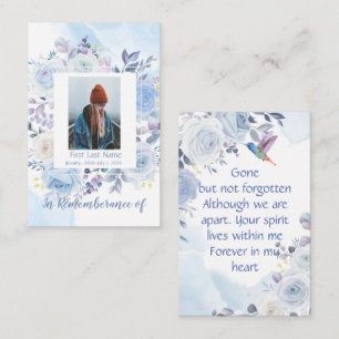 Memorial Keepslag Hummingbird Blue Rozen Visitekaartje