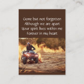 Memorial Keepslag Quad Dirt Motor Bike Visitekaartje (Achterkant)