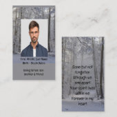 Memorial Keepslag Winter Snow Forest Trees Visitekaartje (Voorkant / Achterkant)