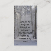 Memorial Keepslag Winter Snow Forest Trees Visitekaartje (Achterkant)