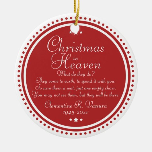 Memorial Kerstmis in Heaven Foto Keramisch Ornament (Voorkant)