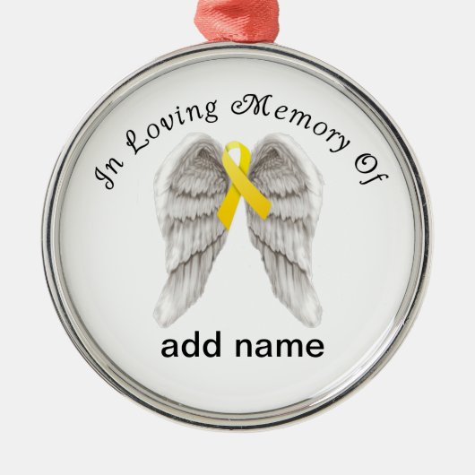 Memorial Kerstornament Yellow Ribbon Sarcoma Metalen Ornament (Voorkant)