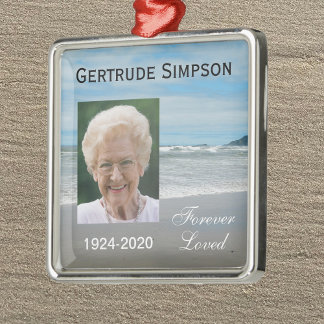 Memorial Kerstornamenten - Foto op het strand Metalen Ornament