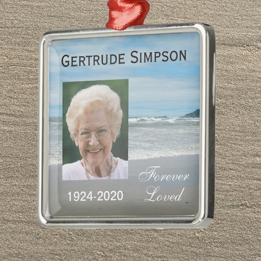 Memorial Kerstornamenten - Foto op het strand Metalen Ornament