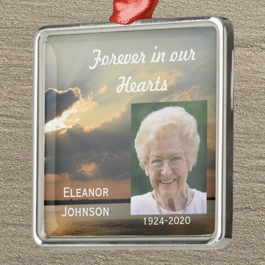 Memorial Kerstversieringen Zonsondergang met Foto Metalen Ornament