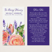 Memorial Lavender Peach Rozen Funeral Prayer Kaart (Voorkant /achterkant)