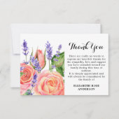 Memorial Lavender Peach Rozen Sympathie begrafenis Bedankkaart (Voorkant)