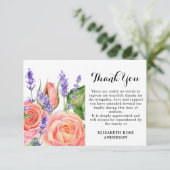 Memorial Lavender Peach Rozen Sympathie begrafenis Bedankkaart (Staand voorkant)