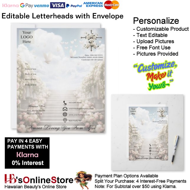Memorial Letterhead & Envelope Forever Loving You Briefhoofd (Memorial Letterhead & Envelope Forever Loving You.)