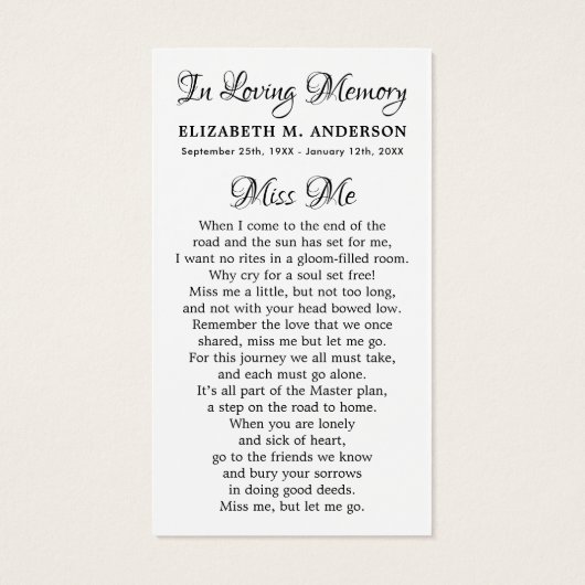 Memorial Lighthouse Funeral Prayer Kaart Landscape (Achterkant)