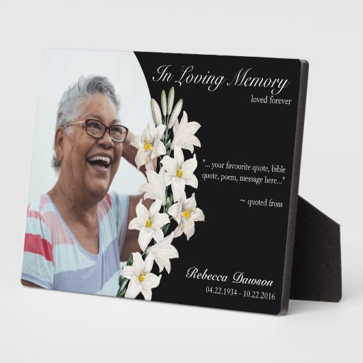 Memorial Lily Floral Keepaardse Black Aangepaste f Fotoplaat (Zijkant)