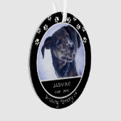 Memorial Loss Pet Foto Name Black Ornament (voorkant)