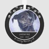 Memorial Loss Pet Foto Name Black Ornament (achterkant)