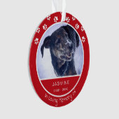 Memorial Loss Pet Fotonaam Rood Ornament (voorkant)