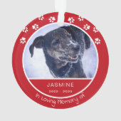 Memorial Loss Pet Fotonaam Rood Ornament (achterkant)