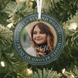 Memorial Loved Beyond Words Elegant Chic Glas Ornament