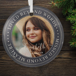 Memorial Loved Beyond Words Elegant Chic Photo Glas Ornament