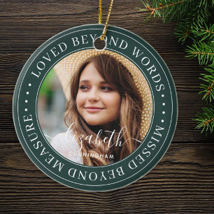Memorial Loved Beyond Words Elegant Chic Photo Keramisch Ornament