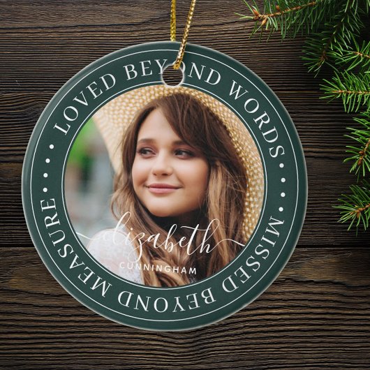 Memorial Loved Beyond Words Elegant Chic Photo Keramisch Ornament