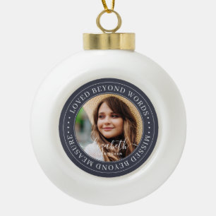 Memorial Loved Beyond Words Elegant Chic Photo Keramische Bal Ornament
