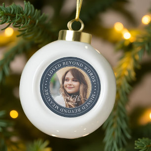 Memorial Loved Beyond Words Elegant Chic Photo Keramische Bal Ornament