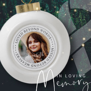 Memorial Loved Beyond Words Elegant Chic Photo Keramische Bal Ornament