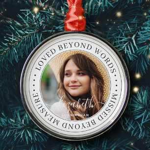 Memorial Loved Beyond Words Elegant Chic Photo Metalen Ornament