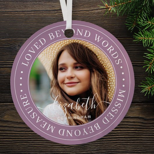 Memorial Loved Beyond Words Elegant Chic Photo Metalen Ornament