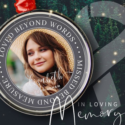 Memorial Loved Beyond Words Elegant Chic Photo Metalen Ornament