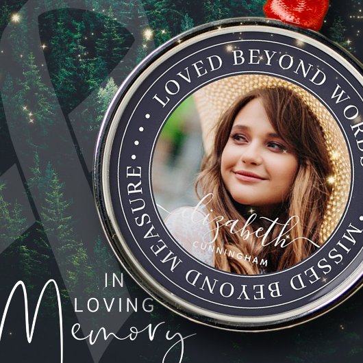 Memorial Loved Beyond Words Elegant Chic Photo Metalen Ornament