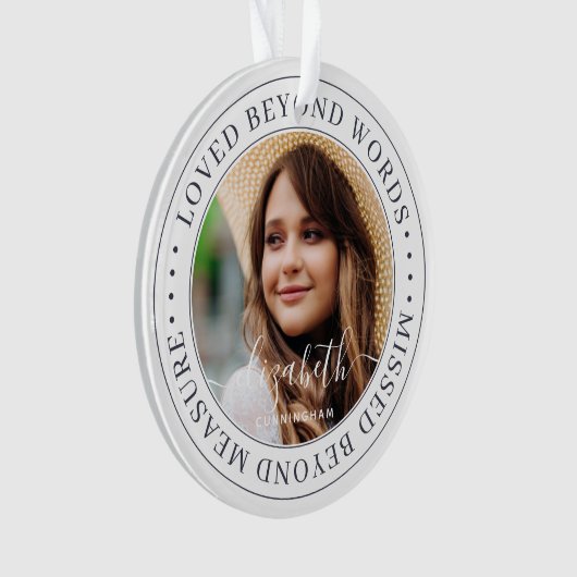Memorial Loved Beyond Words Elegant Chic Photo Ornament (voorkant)