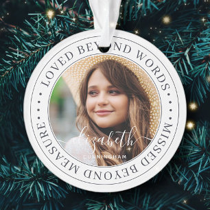 Memorial Loved Beyond Words Elegant Chic Photo Ornament