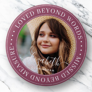 Memorial Loved Beyond Words Elegant Chic Photo Ronde Button 5,7 Cm