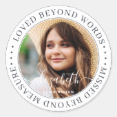 Memorial Loved Beyond Words Elegant Chic Photo Ronde Sticker (Voorkant)