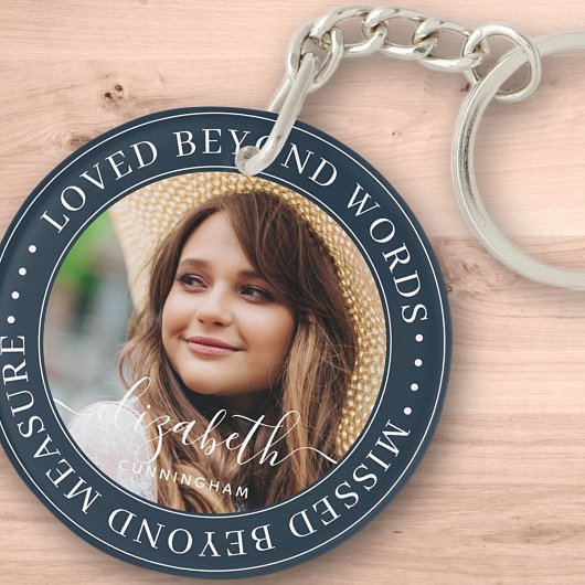 Memorial Loved Beyond Words Elegant Chic Photo Sleutelhanger