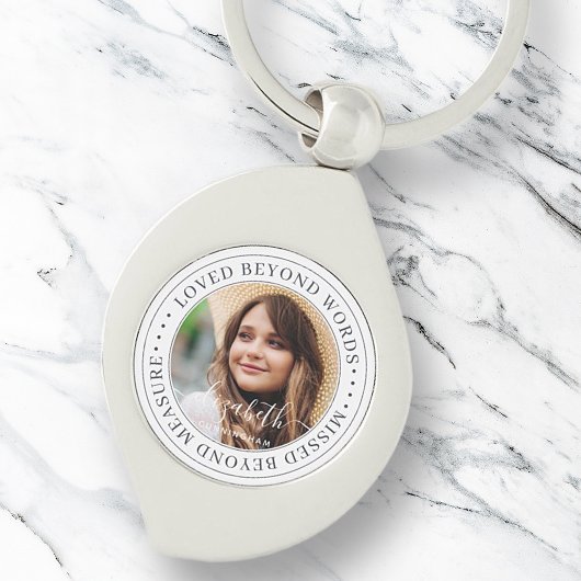 Memorial Loved Beyond Words Elegant Chic Photo Sleutelhanger