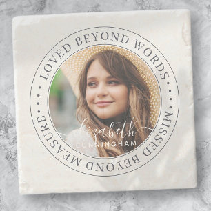 Memorial Loved Beyond Words Elegant Chic Photo Stenen Onderzetter
