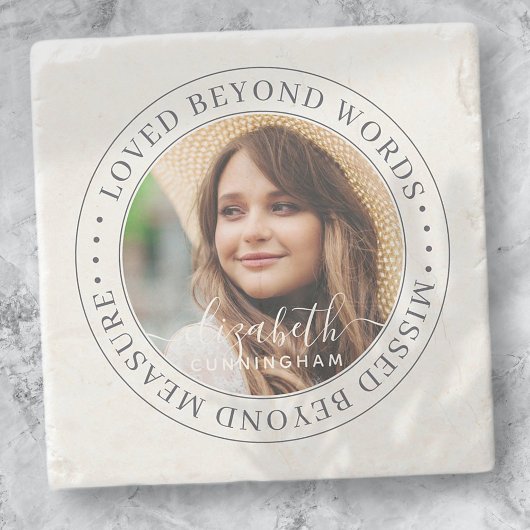 Memorial Loved Beyond Words Elegant Chic Photo Stenen Onderzetter
